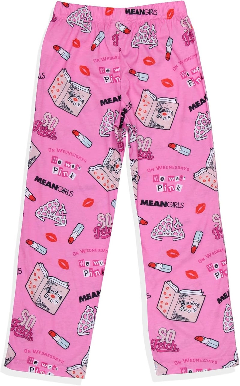 INTIMO Mean Girls Girls' On Wednesdays We Wear Pink Sleep Tossed Print Pajama Pants - Image 4